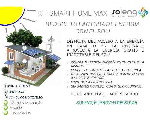 Kit energía solar hogar smart home max paneles+inversor red