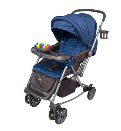 Coche Happy Baby Mecedora 7035 2 En 1 Lineas Azul