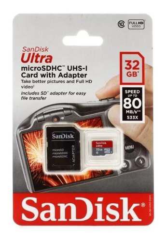 Memoria sandisk ultra micro sd hc card-32gb, class 10, uhs-i