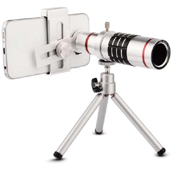 Lente zoom 12x para celular telescopio tripode control cc