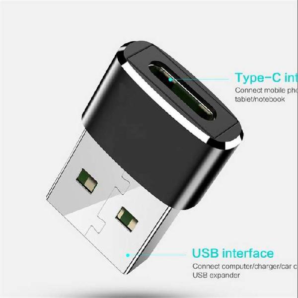 Adaptador usb macho a usb tipo c hembra 2.0 datos y carga