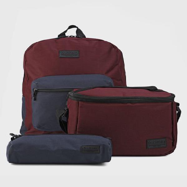 Morral vinotinto-azul samsonite triple