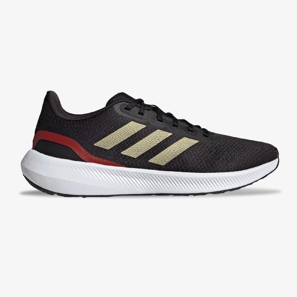 Tenis adidas run falcon 3 hombre negro dorado rojo